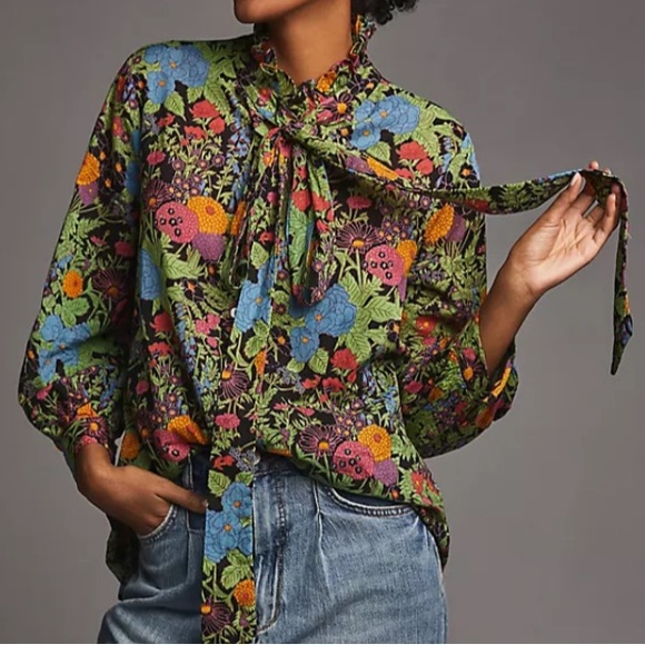 Floral Button Down Shirt by Maeve - Multicolor - Picture 2 of 8